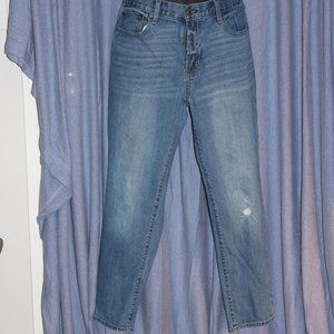 slightly distressed Gap best girlfriend jeans